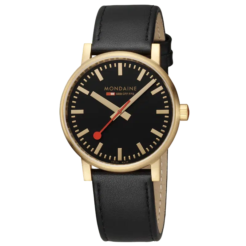 Mondaine Evo2 Black Leather Analogue Watch 40mm