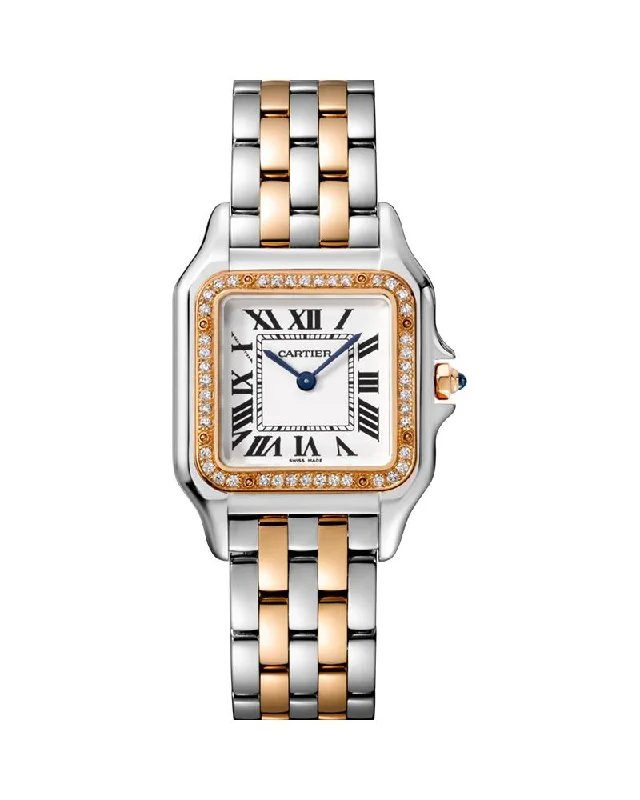 PANTHERE DE CARTIER, MEDIUM, ROSE GOLD AND STEEL, DIAMONDS