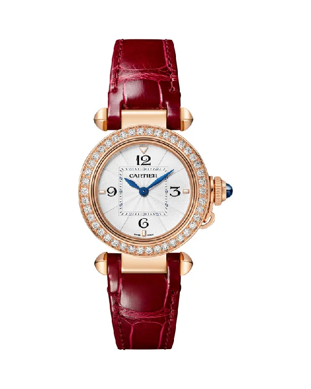 PASHA DE CARTIER, 30MM, QUARTZ, ROSE GOLD, DIAMONDS, INTERCHANGEABLE LEATHER STRAP