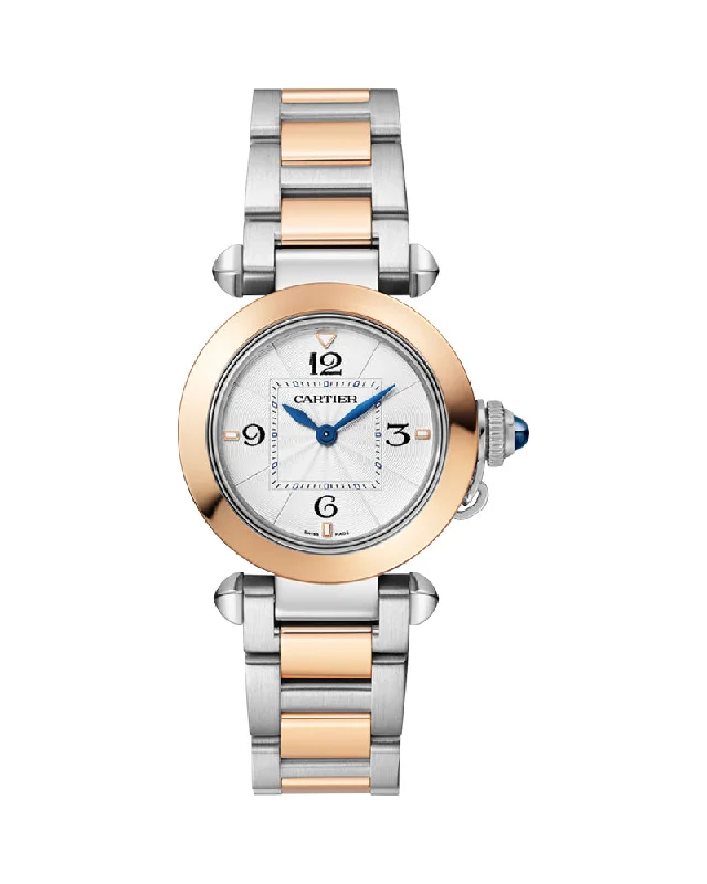 PASHA DE CARTIER, 30MM, QUARTZ, ROSE GOLD, STEEL, INTERCHANGEABLE METAL AND LEATHER STRAP