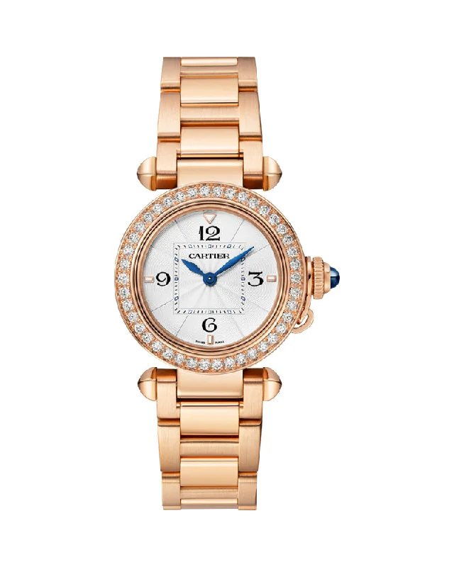 PASHA DE CARTIER, 30MM, QUARTZ, ROSE GOLD, DIAMONDS, INTERCHANGEABLE METAL AND LEATHER STRAP