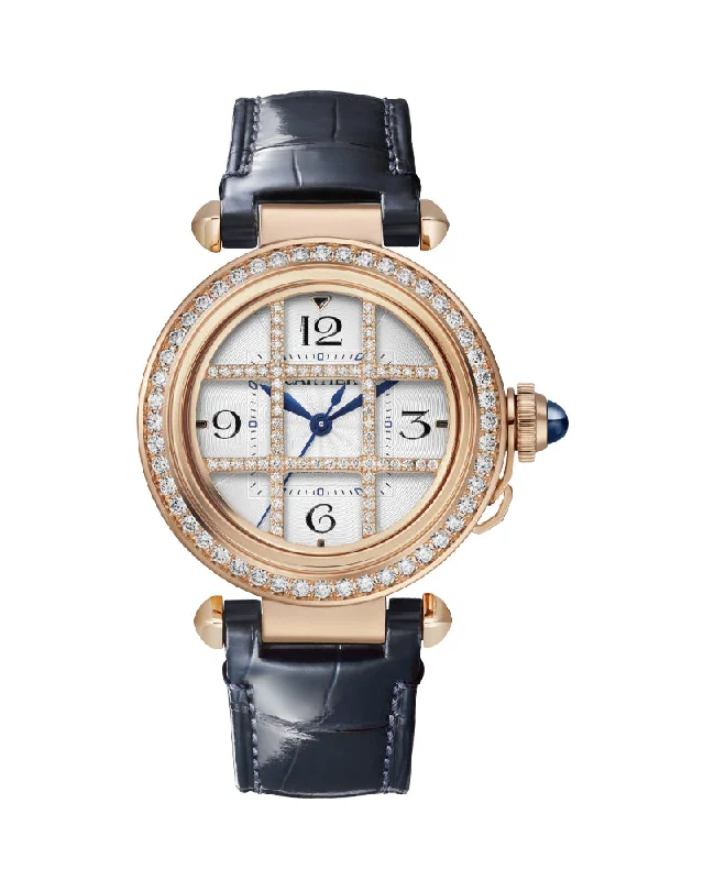 Pasha De Cartier, 35 Mm, Automatic, Rose Gold, Diamonds, 2 Interchangeable Leather Straps