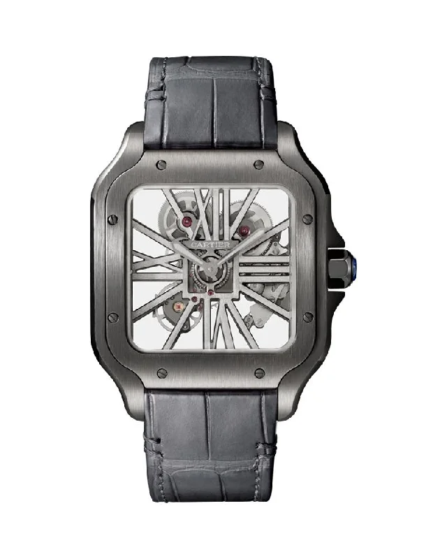 SANTOS DE CARTIER, SKELETON, LARGE, MANUAL, ADLC, LEATHER