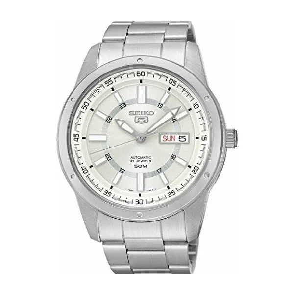 Seiko 5 Sports (Japan Made) Automatic Silver Stainless Steel Band Watch SNKN09J1