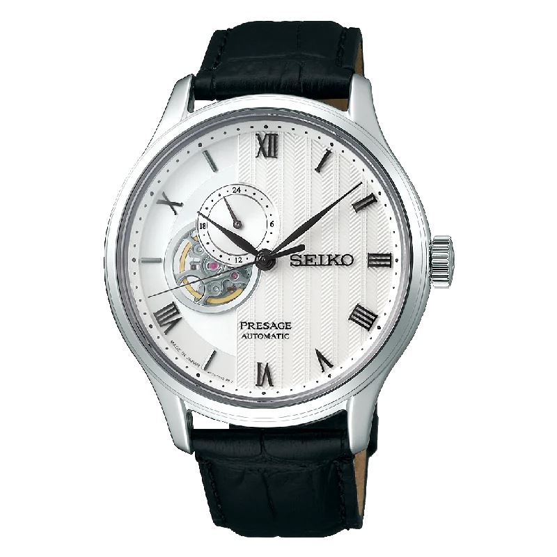 Seiko Presage (Japan Made) Open Heart Automatic Black Leather Strap Watch SSA379J1 (Not For EU Buyers) (LOCAL BUYERS ONLY)