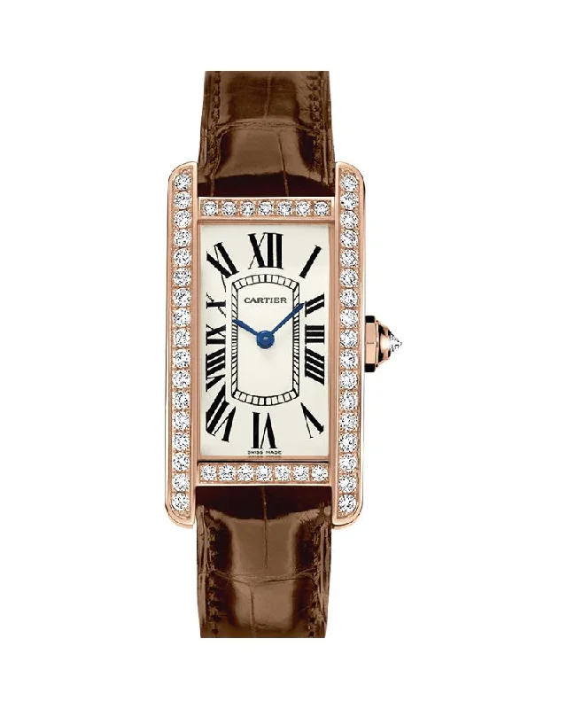 TANK AMERICAINE, SMALL, ROSE GOLD, LEATHER, DIAMONDS