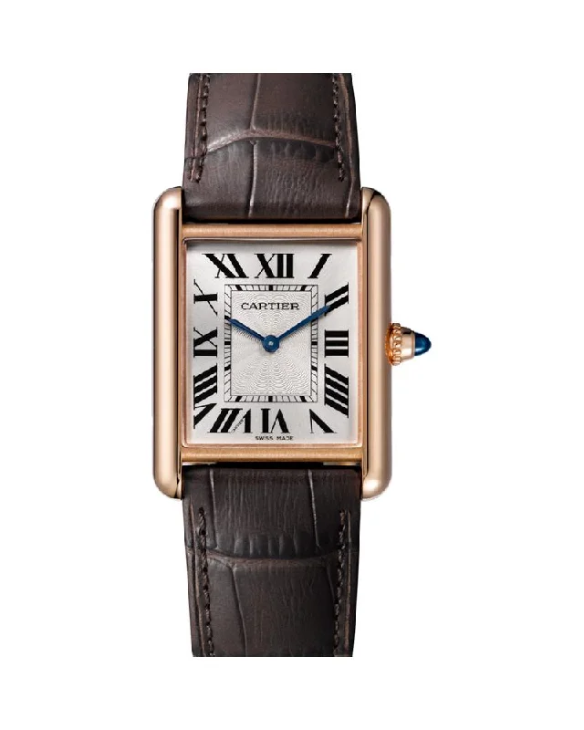 TANK LOUIS CARTIER, LARGE, ROSE GOLD, SAPPHIRE LEATHER