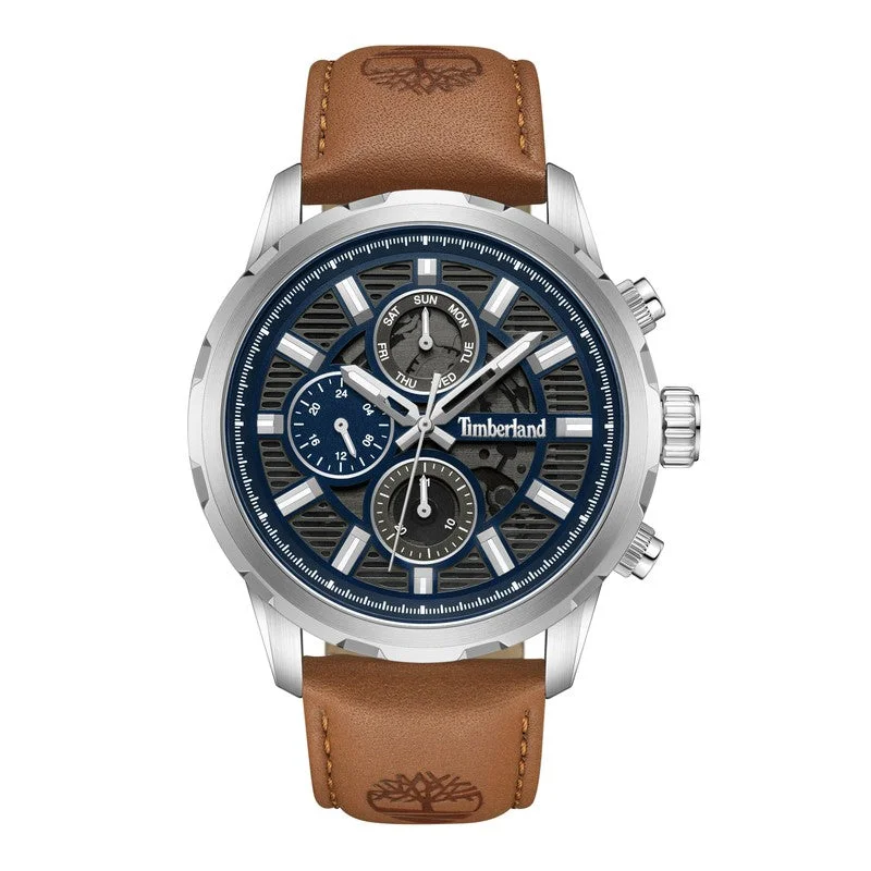 Timberland Hampton Harbour Multifunction Brown Leather Strap Watch