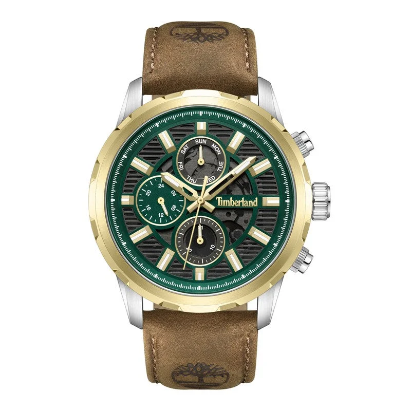 Timberland Hampton Harbour Multifunction Green Leather Strap Watch