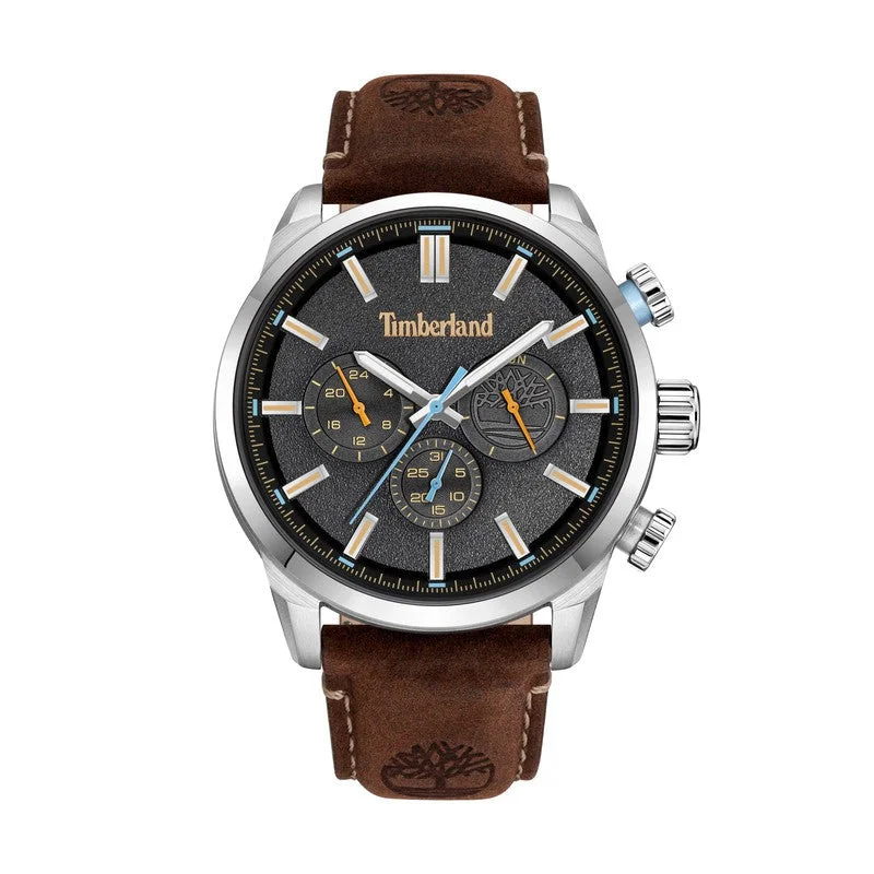 Timberland Henniker II Multifunction Brown Leather Strap Watch