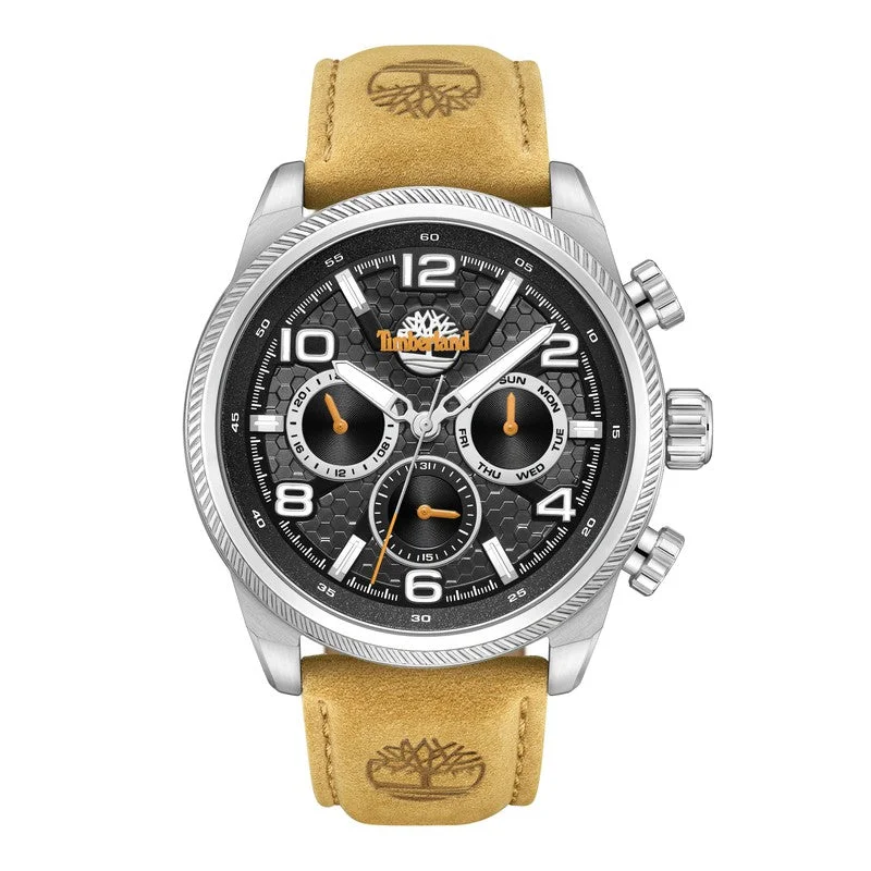 Timberland Henniker II Multifunction Tan Leather Strap Watch