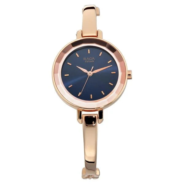 Titan Quartz Analog Blue Dial Metal Strap Watch for Women 2575wm02