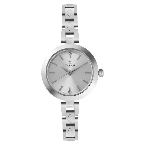 Titan Quartz Analog Silver Dial Stainless Steel Strap Watch for Women 2598sm01