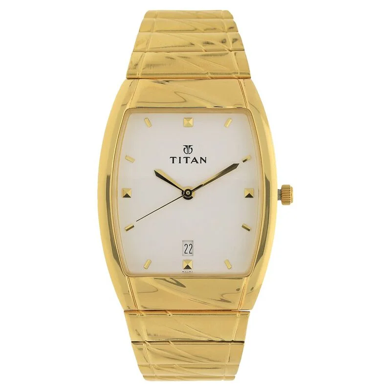 Titan Quartz Analog with Date White Dial Stainless Steel Strap Watch for Men 9315ym01