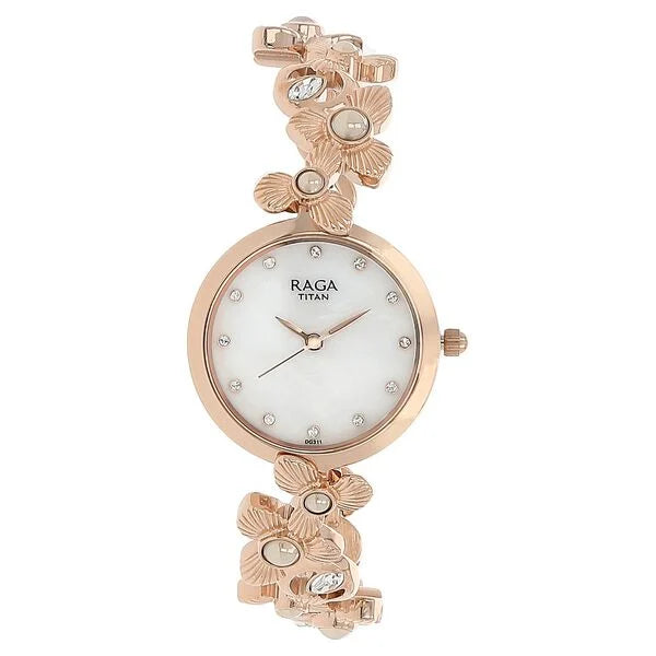 Titan Raga Aurora Mother of Pearl Dial Women Watch With Metal Strap 95048wm01