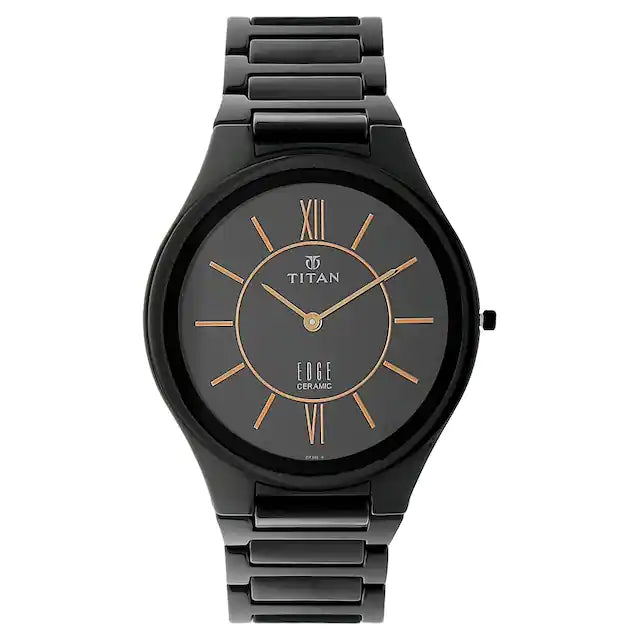 Titan Edge Ceramic Quartz in Rich Black Dial Watch for Men 1696nc01