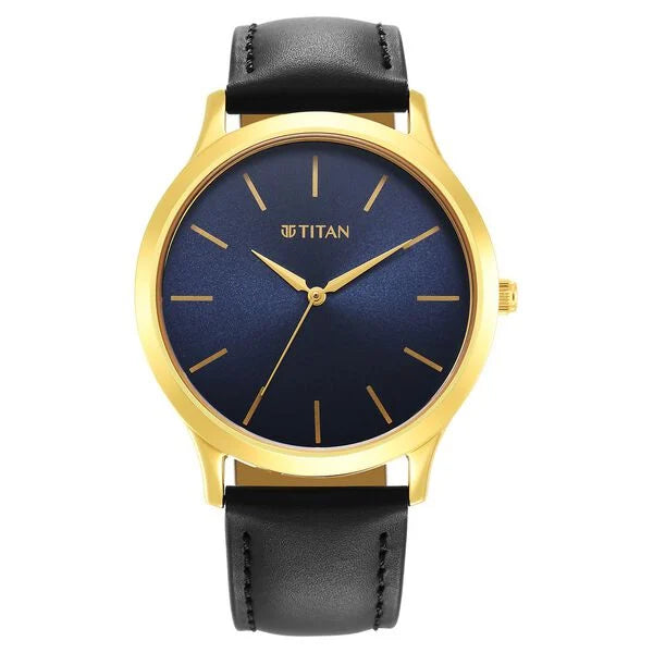 Titan Karishma Radiance Blue Dial Analog Leather Strap watch for Men 1825yl05